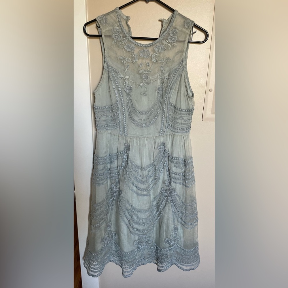 Elegant Sage Green Hitherto (Anthropology) Dress
